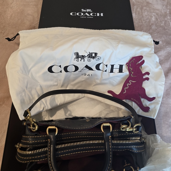 Limited Rogue 25 Tea Rose Coach Black Satchel - Floral Appliques & Brass Accents - Picture 16 of 16